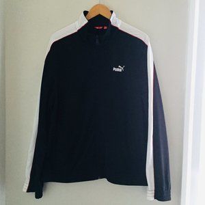 Puma Men's Black/ White/ Red Track Zipper Front Jacket Size Large